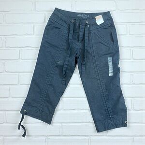 Arizona Jean Co Women's Black Cargo Capri Pants Drawstring Size 11 New with Tags